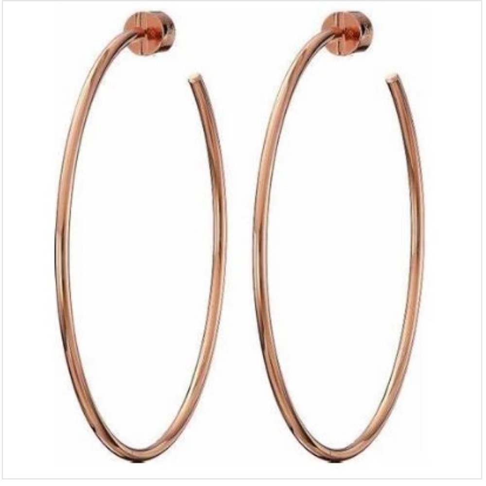 Michael Kors Rose Gold Extra Large Rounded Hoops - Picture 2 of 6